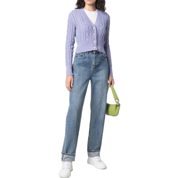 Golden Goose Crystal Embellished Lilac Cable Knit Cardigan (Size S) - Picture 3 of 10